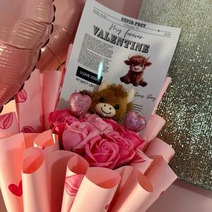 Valentine's Day Pink and Brown Gift Bouquet